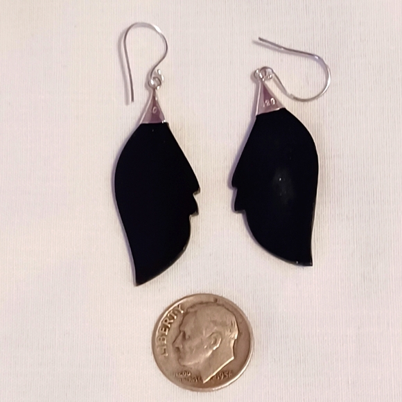 Abalone Shell Leaf Earrings in Sterling Silver - Picture 7 of 8